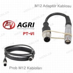 AGRI PT-VI Transdüser Prob M12//M12 Kabloları ve Odu (Dişi) M12 Adaptör Kablosu