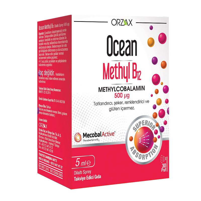 Orzax Ocean 500 µg Methyl B12 Sprey 5 ml