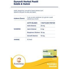 Eczacıbaşı Dynavit Herbal Kekik ve Hatmi İçeren 16 Adet Pastil