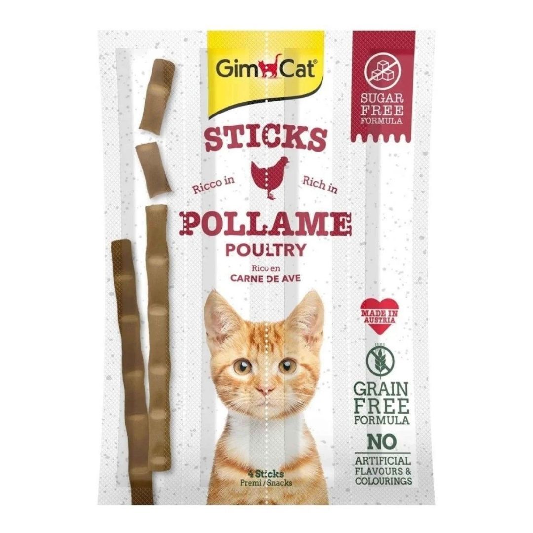 GimCat Sticks Kümes Hayvanı etli TAHILSIZ Ödül Çubukları 4lü 20 Gr