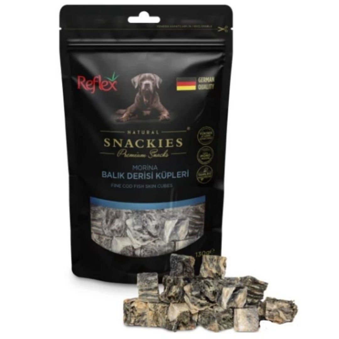 Reflex Snackies Natural Balık Derisi Küpleri Tahılsız Köpek Ödül Maması 130gr