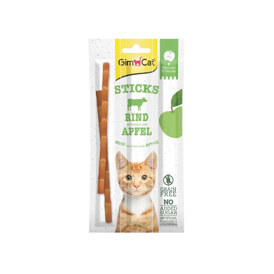 Gimcat Sticks Sığır Etli & Elmalı Kedi Ödül Çubuğu 15 gr, 3lü