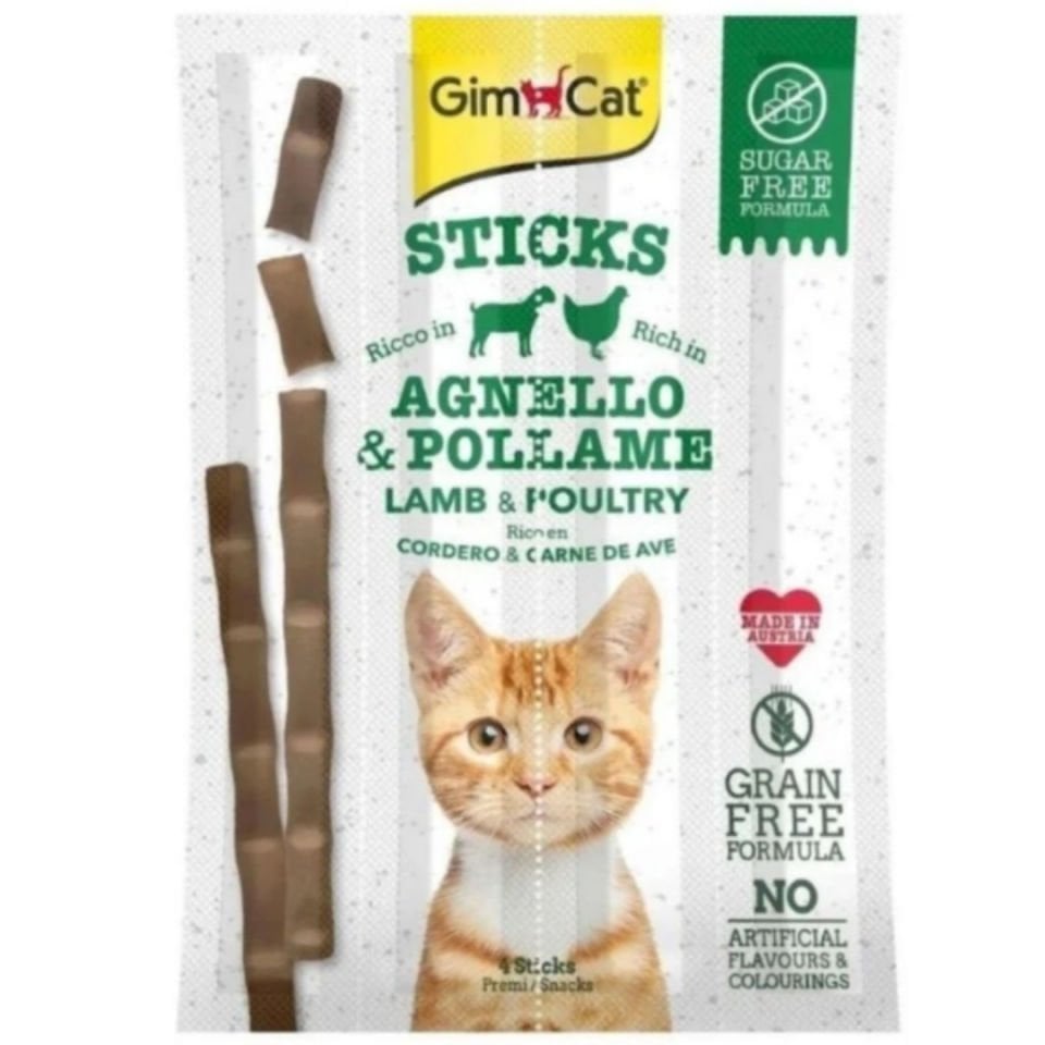 GimCat Sticks Kuzu etli Tavuklu Tahılsız Ödül Çubukları 4lü 20 gr