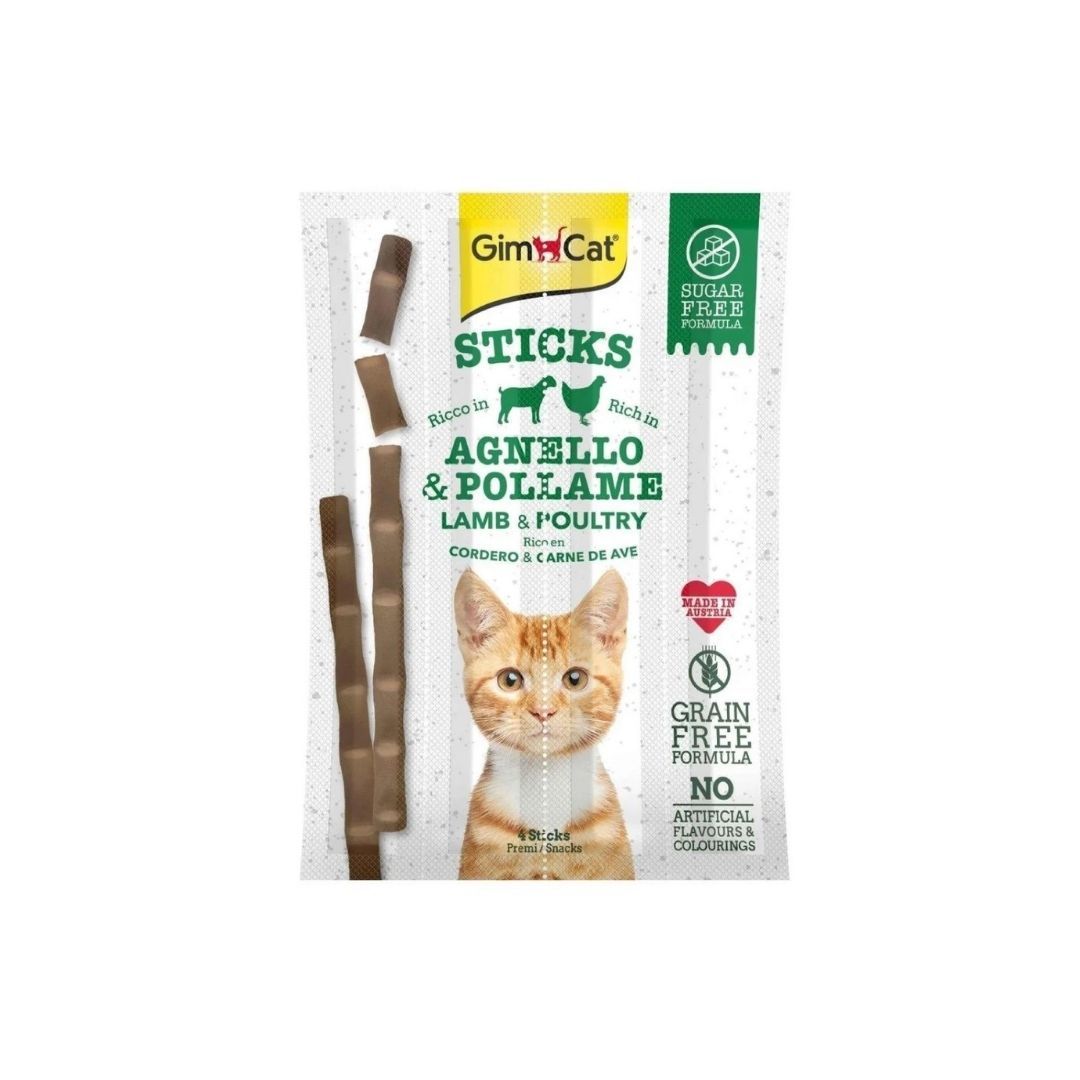 GimCat Sticks Kuzu etli Tavuklu Tahılsız Ödül Çubukları 4lü 20 gr