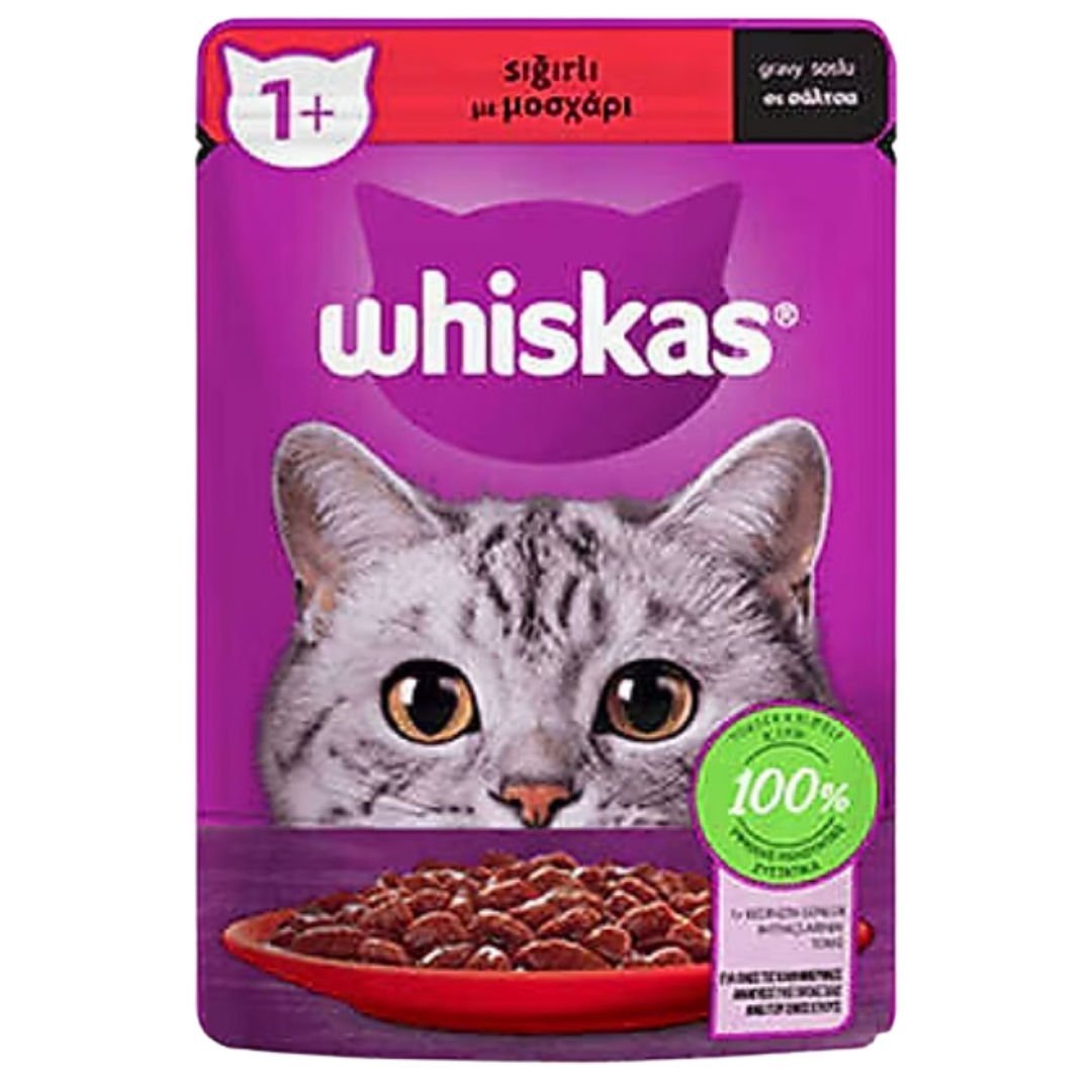 Whiskas Pouch Sığır Etli Kedi Konserve 85 gr