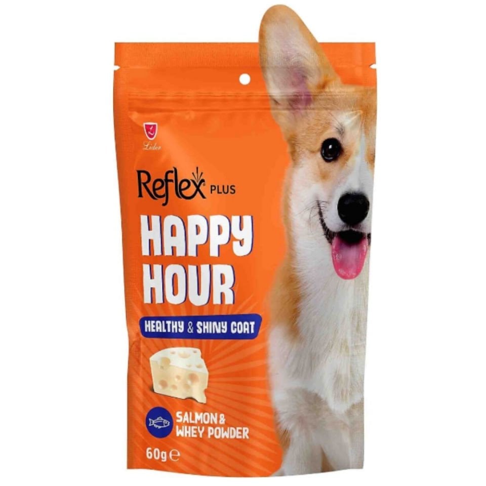 Reflex Plus Happy Hour Sağlıklı ve Parlak Tüyler İçin Destekleyici Köpek Ödül Maması 60gr