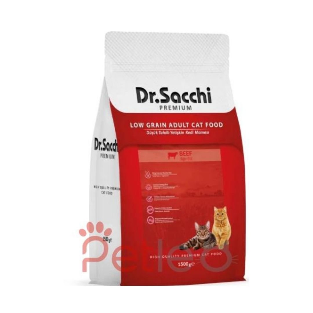 Dr.Sacchi Premium Sığır Etli Düşük Tahıllı Yetişkin Kedi Maması 1,5kg