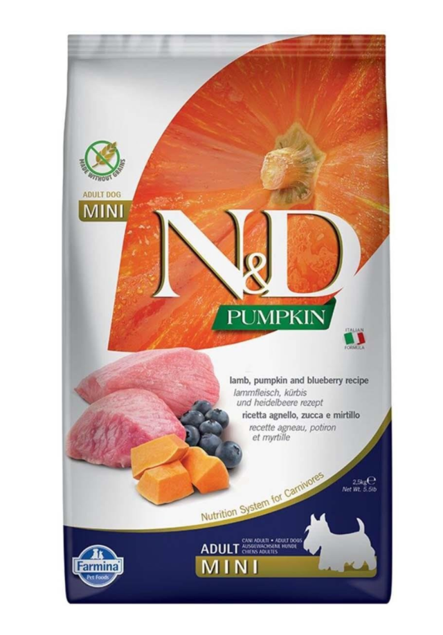 N&D Pumpkin Tahılsız Balkabaklı Kuzu Etli Yaban Mersinli Küçük Irk Yetişkin Köpek Maması 2.5 Kg