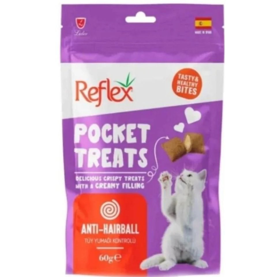 Reflex Pocket Treats Anti-Hairball Tüy Yumağı Kontrolü Kedi Ödül Maması 60gr