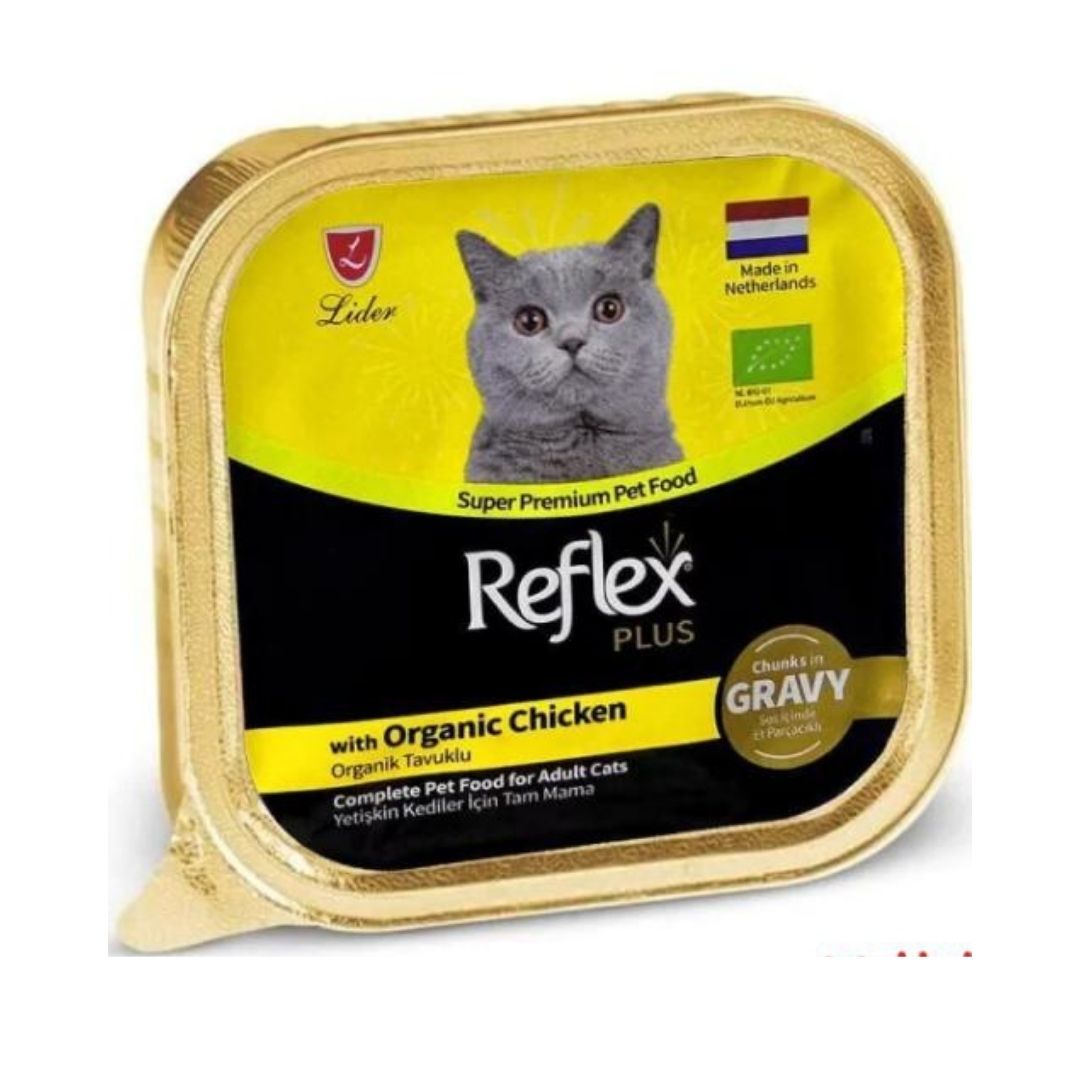 Reflex Plus Sos İçinde Parça Organik Tavuk Etli Yetişkin Kedi Konservesi 85gr