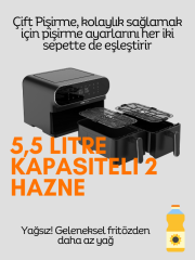 Duo 3XL Airfryer 11L Sıcak Hava Fritözü Çift Hazneli Yağsız 1700W