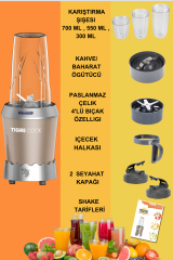 NUTRISHAKE 3 in 1 Paslanmaz Çelik Bıçaklı Kişisel Smoothie Blender ve Kahve Baharat Öğütücü 1000W