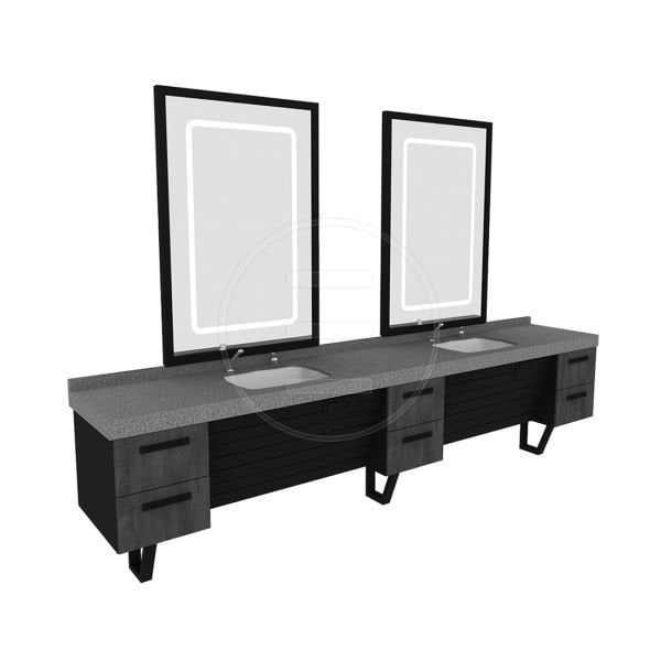 2 Kişilik Odin Grey Berber Tezgahı