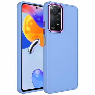 Xiaomi Redmi Note 11 Global Kılıf Metal Çerçeve ve Buton Tasarımlı Silikon Patinda Luna Kapak