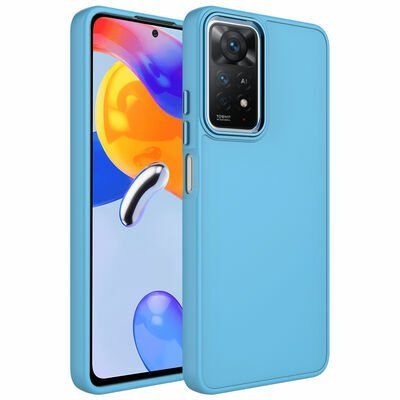 Xiaomi Redmi Note 11 Global Kılıf Metal Çerçeve ve Buton Tasarımlı Silikon Patinda Luna Kapak