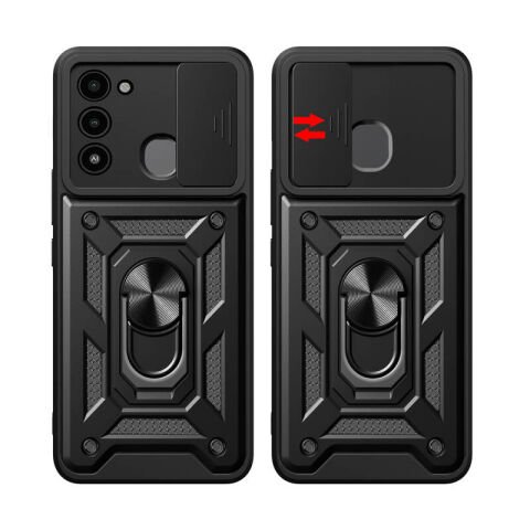 Tecno Spark 8C Kılıf Magnetik Standlı Kamera Korumalı Patinda Sürgülü Vega Kapak