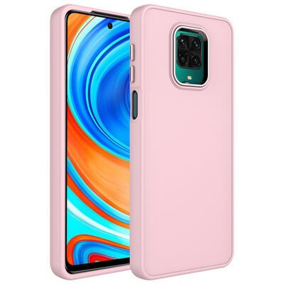 Xiaomi Redmi Note 9 Pro Kılıf Metal Çerçeve ve Buton Tasarımlı Silikon Patinda Luna Kapak