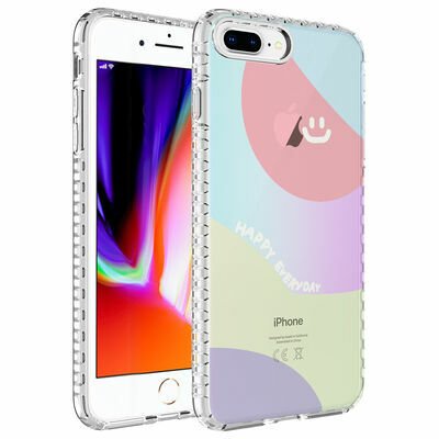 Apple iPhone 8 Plus Kılıf Airbag Kenarlı Renkli Desenli Silikon Patinda Elegans Kapak