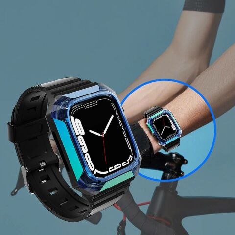 Apple Watch 38mm Patinda KRD-88 Sert PC Kasa Koruyuculu Silikon Kordon
