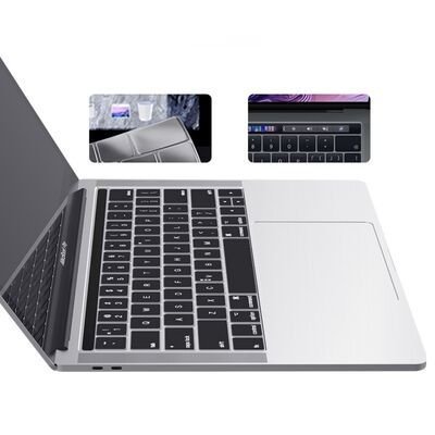 Apple Macbook 13' Pro Touch Bar A1706 Patinda Klavye Koruyucu Şeffaf Silikon Ped