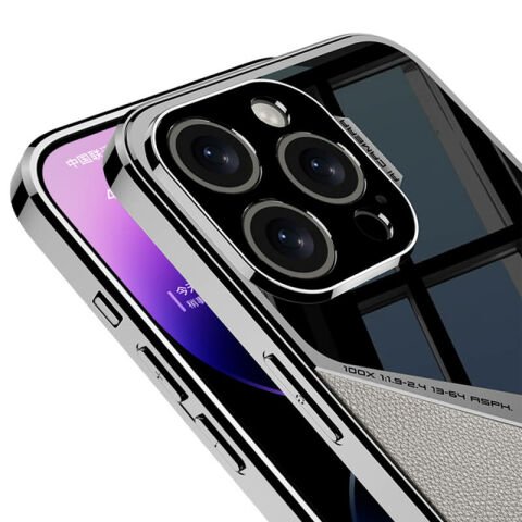 Apple iPhone 15 Pro Kılıf Ultra İnce Kamera Korumalı PC + Deri Arka Yüzey Patinda X-Pro Kapak