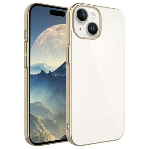 Apple iPhone 15 Kılıf Sert PC Renkli Çerçeveli Patinda Riksos Kapak
