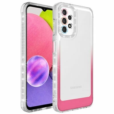 Galaxy A53 5G Kılıf Simli ve Renk Geçiş Tasarımlı Lens Korumalı Patinda Park Kapak