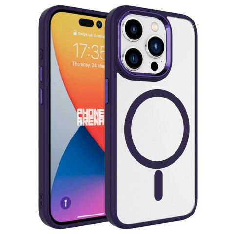 Apple iPhone 15 Pro Max Kılıf Wireless Şarj Özellikli Patinda Krom Magsafe Silikon Kapak