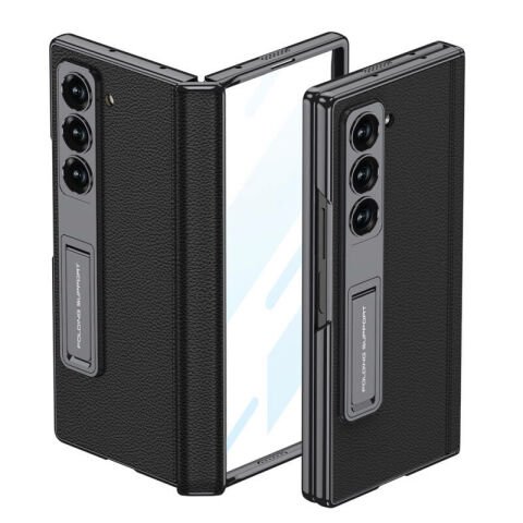 Galaxy Z Fold 6 Kılıf Deri Standlı Patinda Kıpta Premium Kılıf