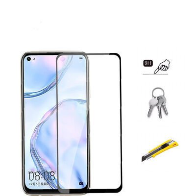 Huawei P40 Lite Patinda Kenarları Kırılmaya Dayanıklı Cam Ekran Koruyucu