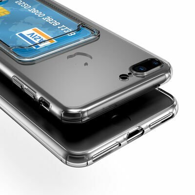 Apple iPhone 7 Kılıf Kartlıklı Şeffaf Patinda Setra Clear Silikon Kapak