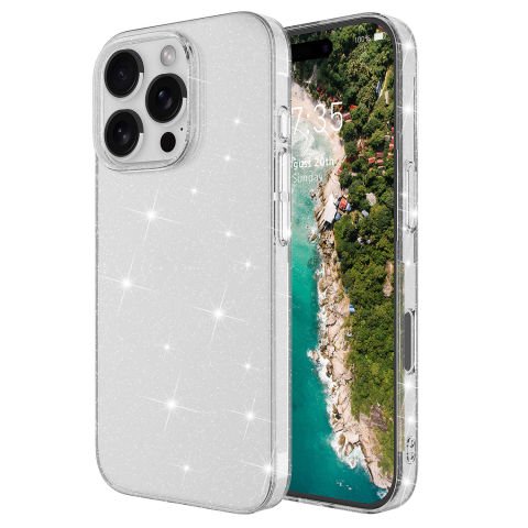 Apple iPhone 16 Pro Max Kılıf Parlayan Simli Şeffaf Redos Kapak