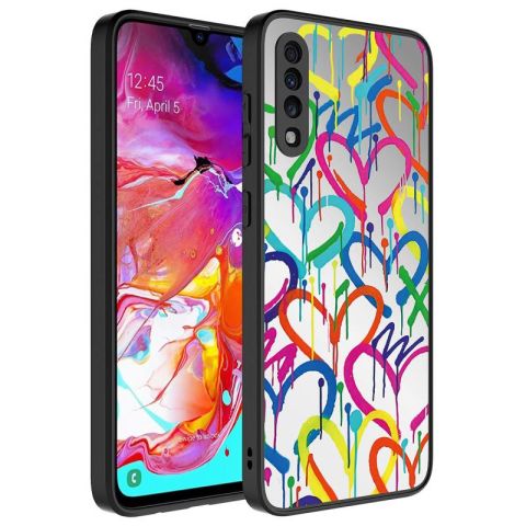 Galaxy A70 Kılıf Aynalı Desenli Kamera Korumalı Parlak Patinda Mirror Kapak