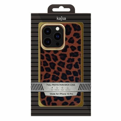 Apple iPhone 13 Pro Max Kılıf Kajsa Glamorous Serisi Leopard Combo Kapak