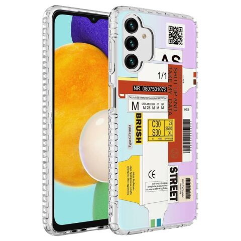 Galaxy A04S Kılıf Airbag Kenarlı Renkli Desenli Silikon Patinda Elegans Kapak