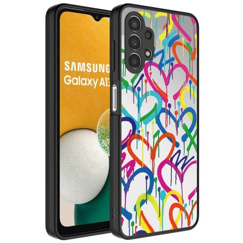 Galaxy A13 4G Kılıf Aynalı Desenli Kamera Korumalı Parlak Patinda Mirror Kapak