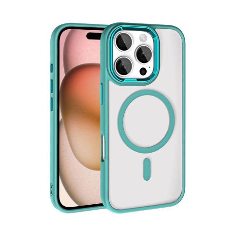 Apple iPhone 16 Pro Max Kılıf Wireless Şarj Özellikli Krom Magsafe Silikon Kapak