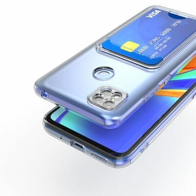 Xiaomi Redmi 9C Kılıf Kartlıklı Şeffaf Patinda Setra Clear Silikon Kapak