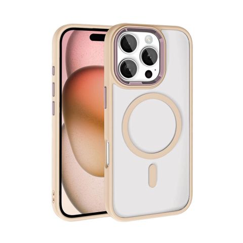 Apple iPhone 16 Pro Kılıf Wireless Şarj Özellikli Krom Magsafe Silikon Kapak