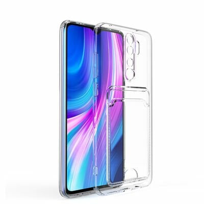 Xiaomi Redmi Note 8 Pro Kılıf Kartlıklı Şeffaf Patinda Setra Clear Silikon Kapak