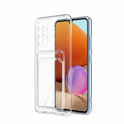 Galaxy A32 4G Kılıf Kartlıklı Şeffaf Patinda Setra Clear Silikon Kapak