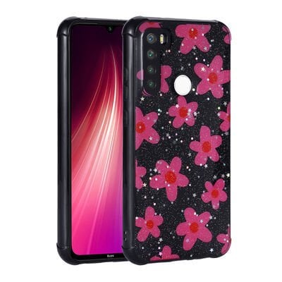 Xiaomi Redmi Note 8 Kılıf Simli Desenli Kamera Korumalı Parlak Patinda Popy Kapak