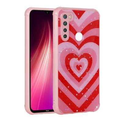 Xiaomi Redmi Note 8 Kılıf Simli Desenli Kamera Korumalı Parlak Patinda Popy Kapak