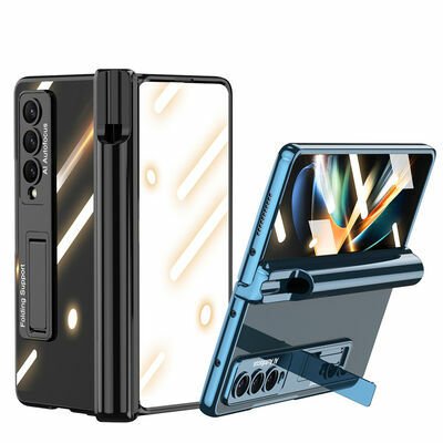 Galaxy Z Fold 4 Kılıf Patinda Kıpta Standlı Kalem Bölmeli Kapak