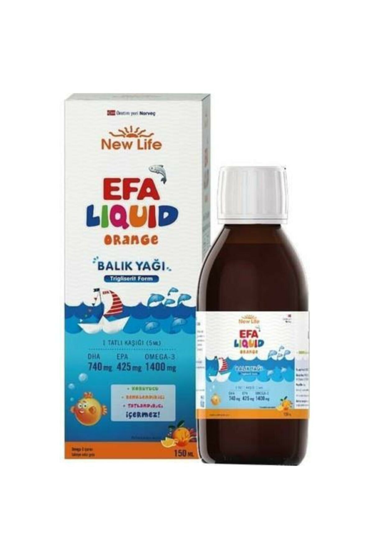 New Life EFA Liquid Portakal 150 ml Balık Yağı Şurubu