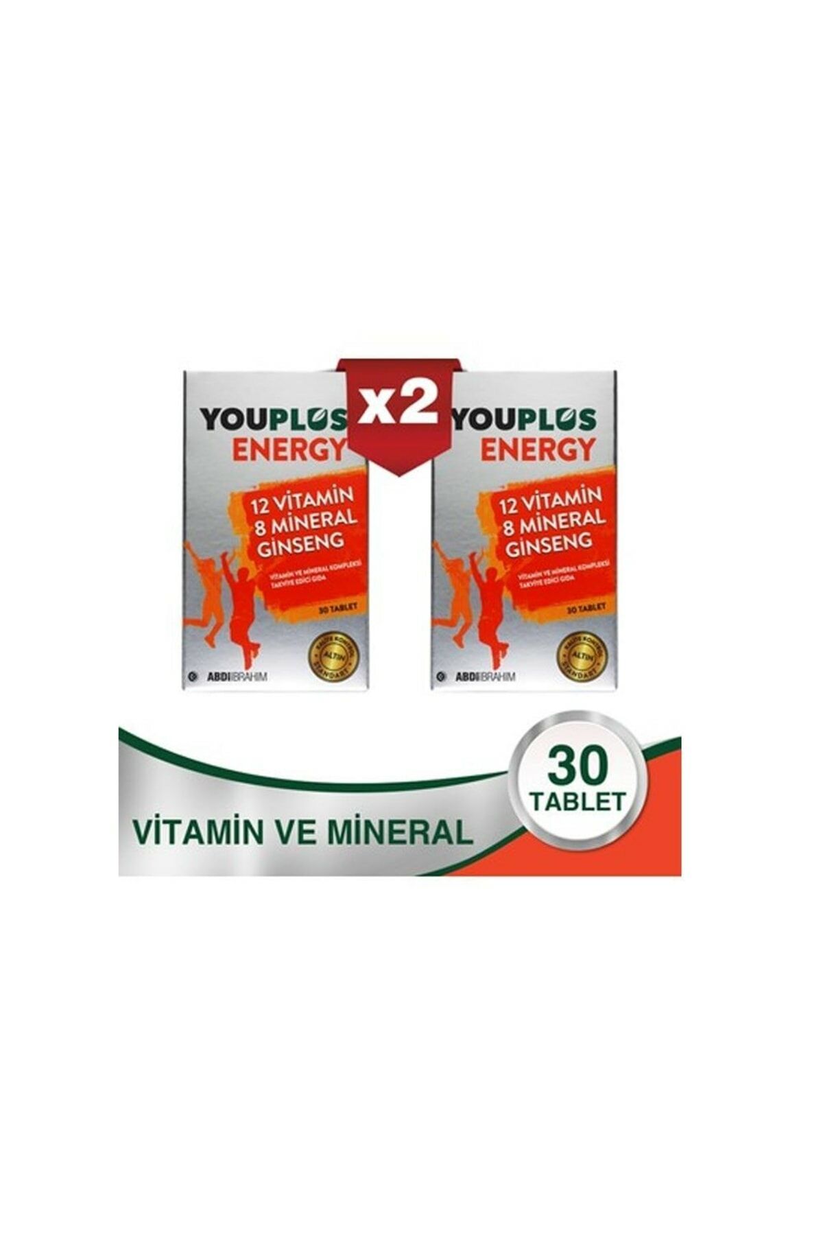 Youplus Energy 12 Vitamin 8 Mineral Ginseng 30 Tablet - 2 Adet