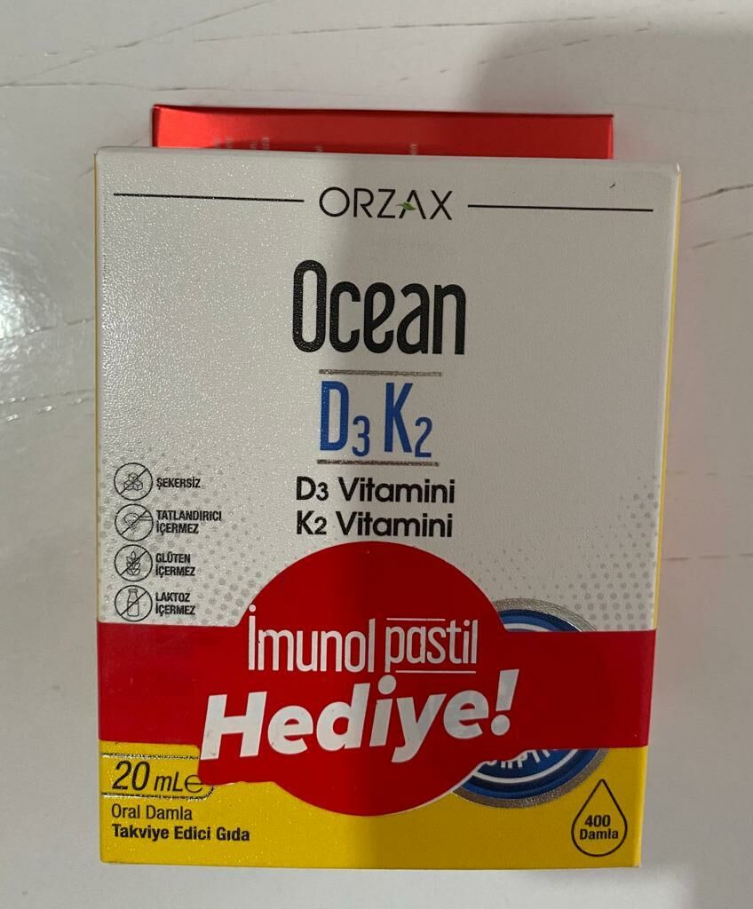 Ocean D3K2 Damla 20 ml+İmunol pastil hediyeli
