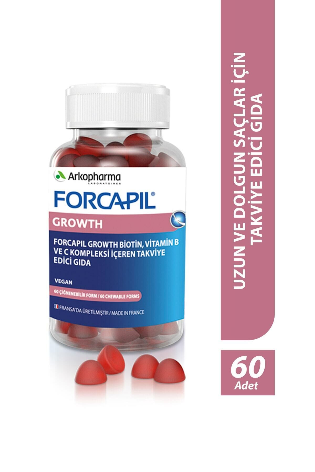 Forcapil® Growth Gummies – Saç Uzamasını Destekleyen Takviye Edici Gıda - 60 Çiğnenebilir Form