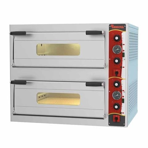 Kalitegaz Elektrikli Pizza Fırını 12x30 cm Pizza Kapasiteli Çift Katlı Manuel E6302WAB Rinnova