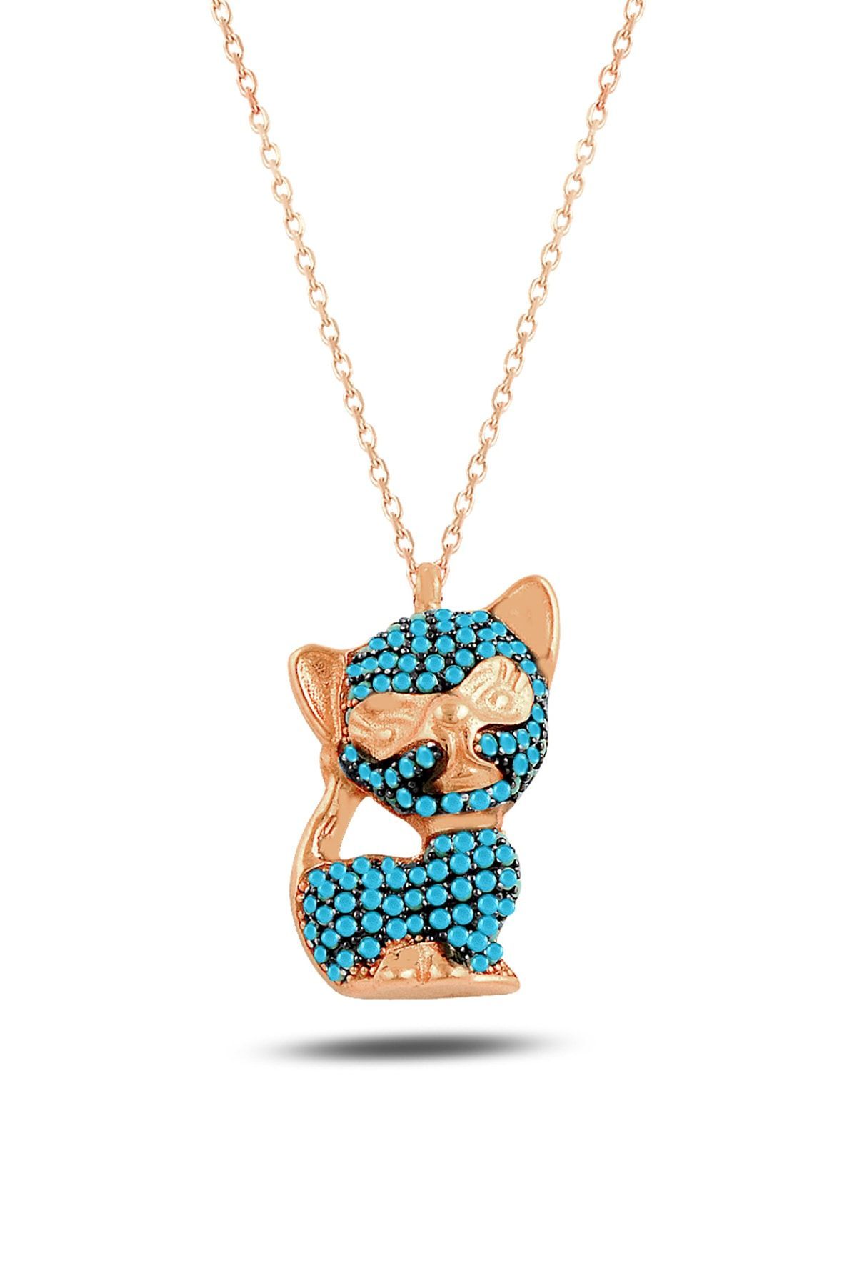 Kadın Firuze Kedi Kolye RGK30421